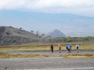 Lake Natron nature walk, with Ol Doinyo Lengai in background