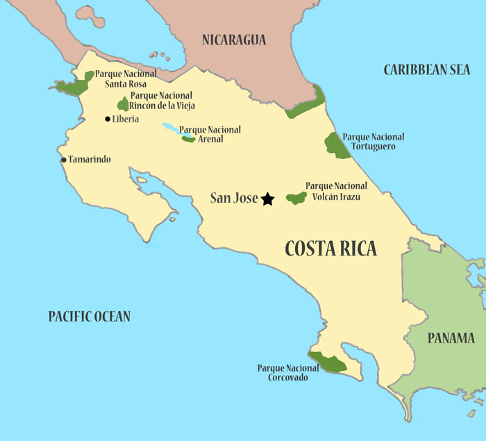 Costa Rica Beaches Map